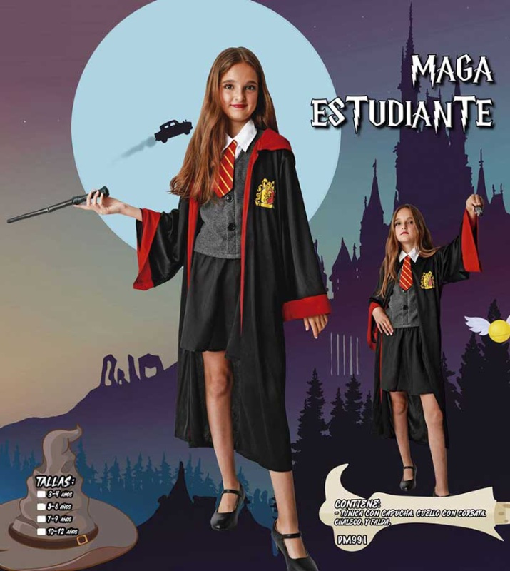 Disfraz Maga estudiante infantil