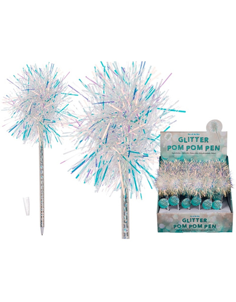 Bolígrafo glitter pom pom  22 cms.