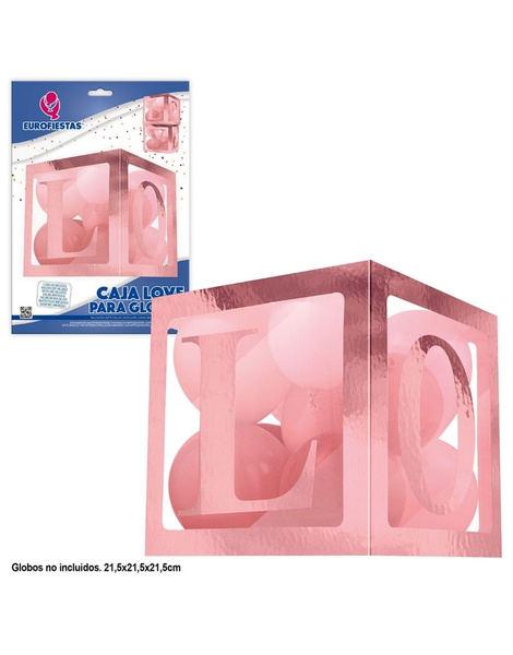 Caja para globos Oro rosa love