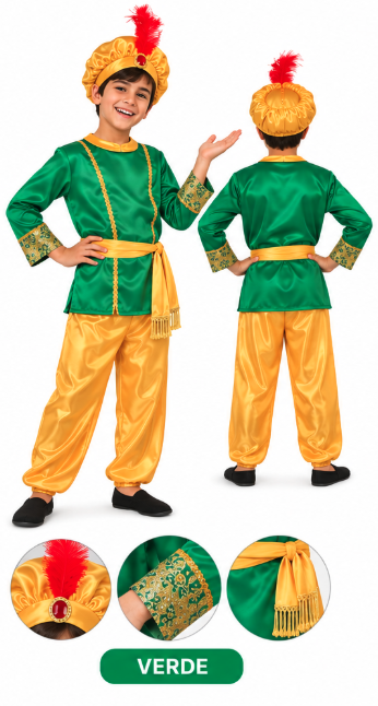 Disfraz Paje verde infantil