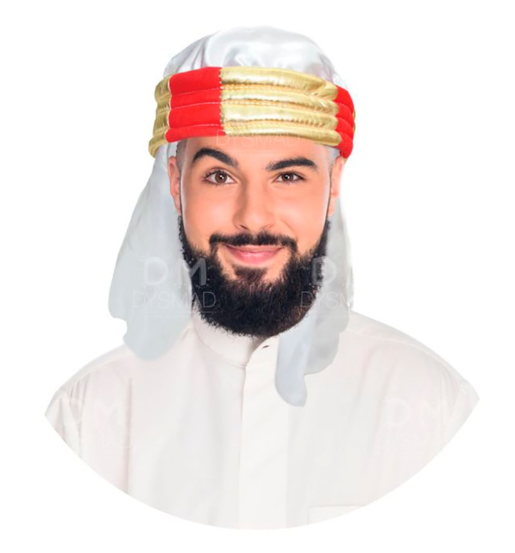 Turbante árabe detalles rojos adulto