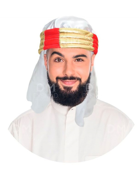 Turbante árabe detalles rojos adulto