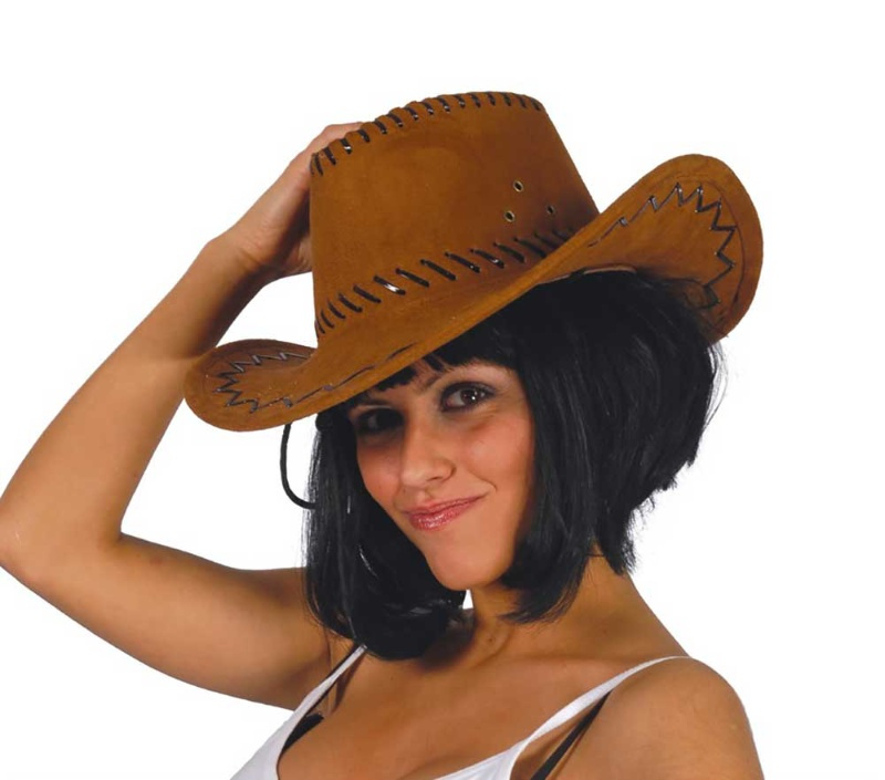 Sombrero vaquero marrón Osc. simil-piel