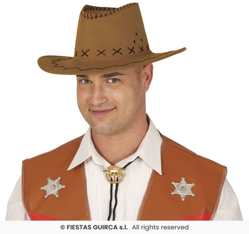 Sombrero vaquero marrón simil-piel