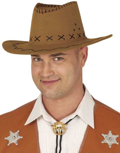 Sombrero vaquero marrón simil-piel