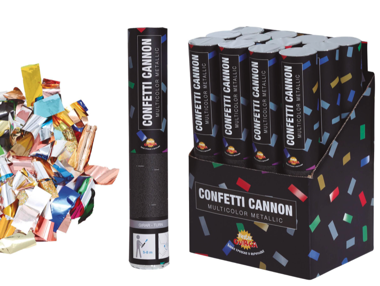 Cañón confetti metálico multicolor 30 cm