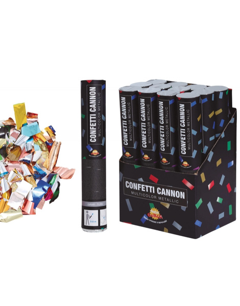 Cañón confetti metálico multicolor 30 cm