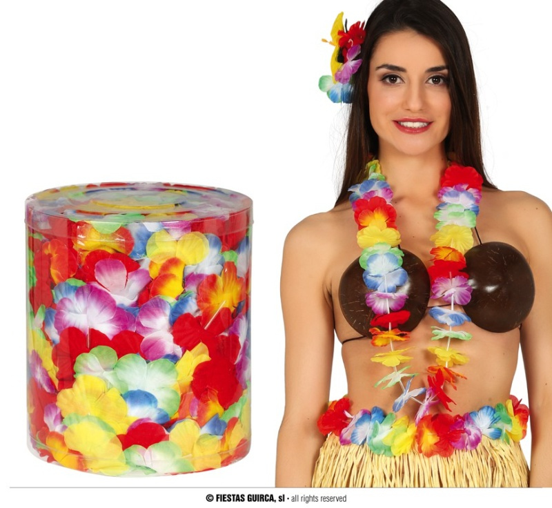 Bote 25 collares Hawaianos multicolor