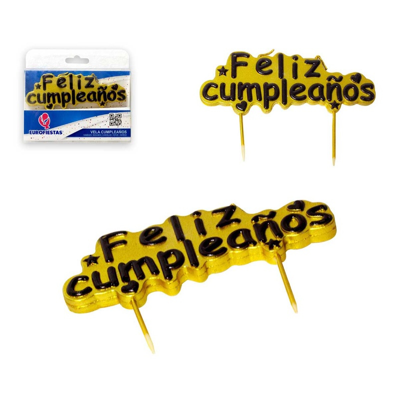 Vela Feliz cumpleaños oro/negro