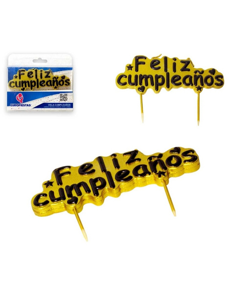 Vela Feliz cumpleaños oro/negro