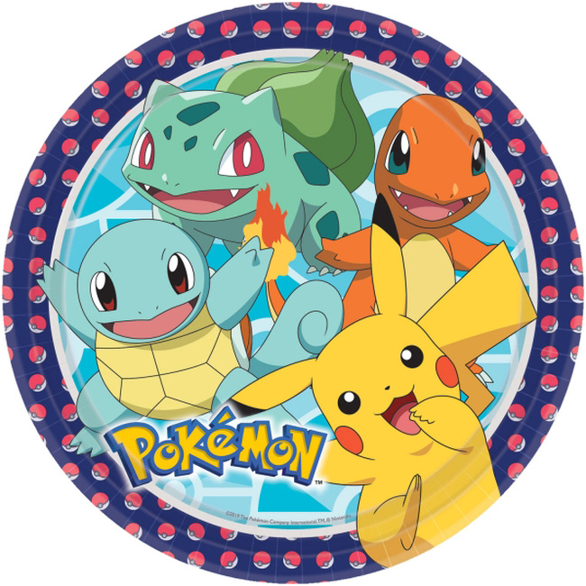 Platos Pokemon 23cms. desechables 8 uds.