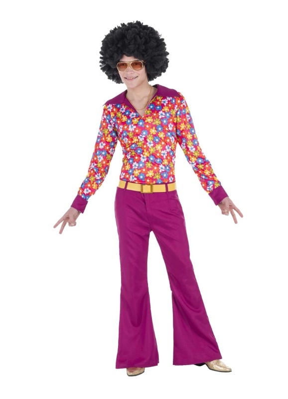 Disfraz Hippie flores años 70 adulto