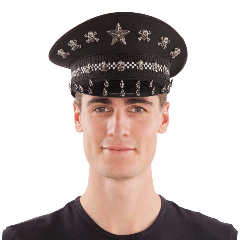 Gorra plato policía con pinchos deluxe