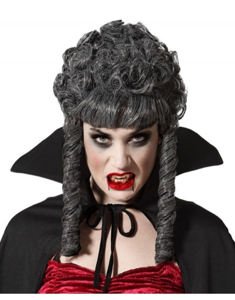 Peluca tirabuzones gris vampira