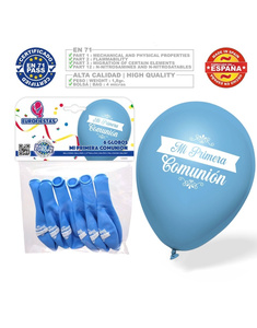 6 Globos látex Mi 1ª Comunión azul