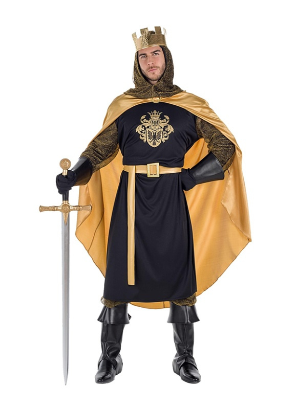 Disfraz Rey medieval con capa hombre