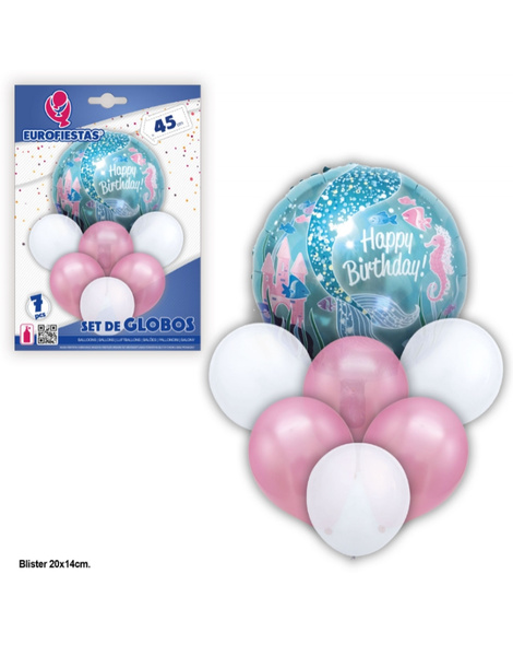 Set Globos Happy Birthday sirena OR/RS