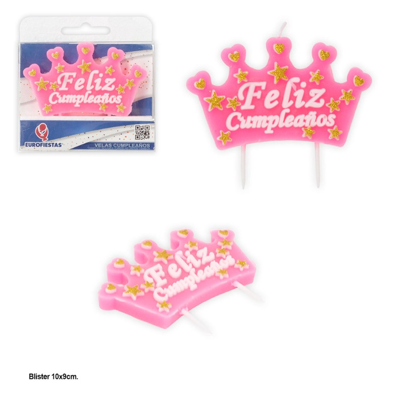 Vela corona Feliz cumpleaños rosa/azul