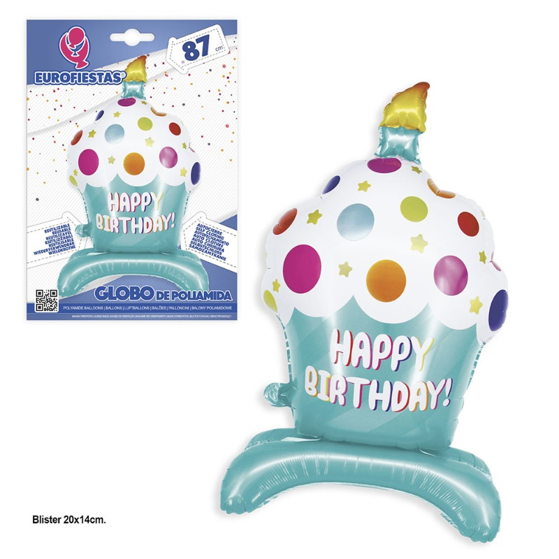 Globo poliamida H.Birthday cupcake AZ/RS