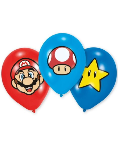 6 Globos látex Super Mario en color