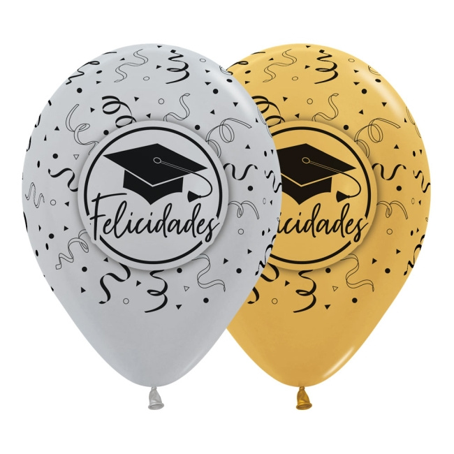 12 Globos Felicidades Graduado 30 cms.