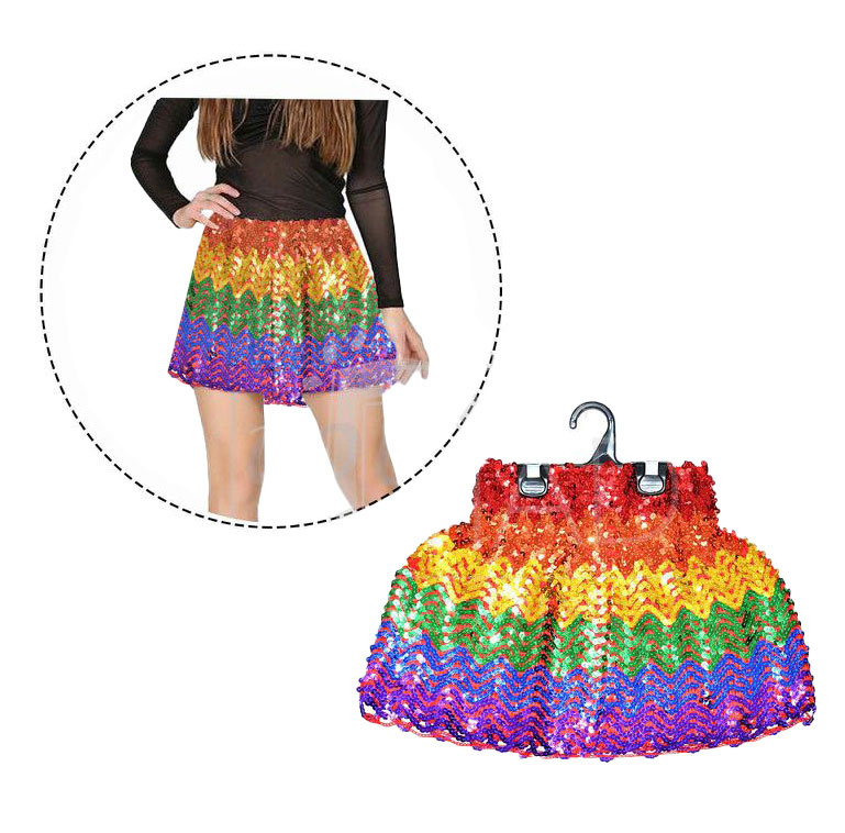 Falda lentejuelas rainbow adulta