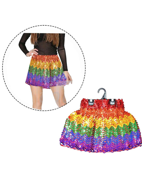 Falda lentejuelas rainbow adulta