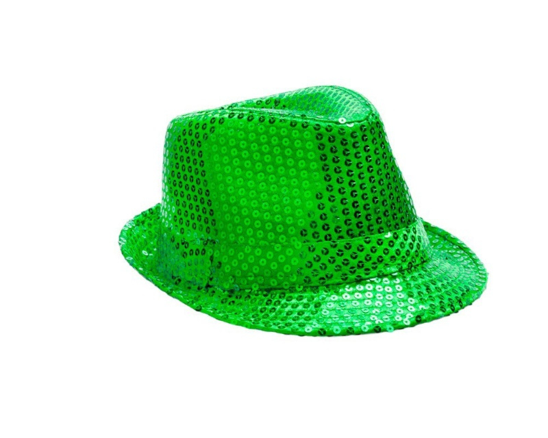 Sombrero de lentejuelas verde adulto