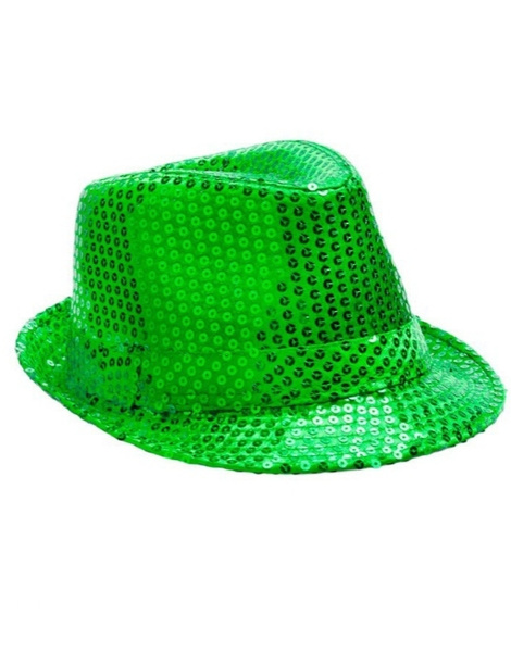 Sombrero de lentejuelas verde adulto