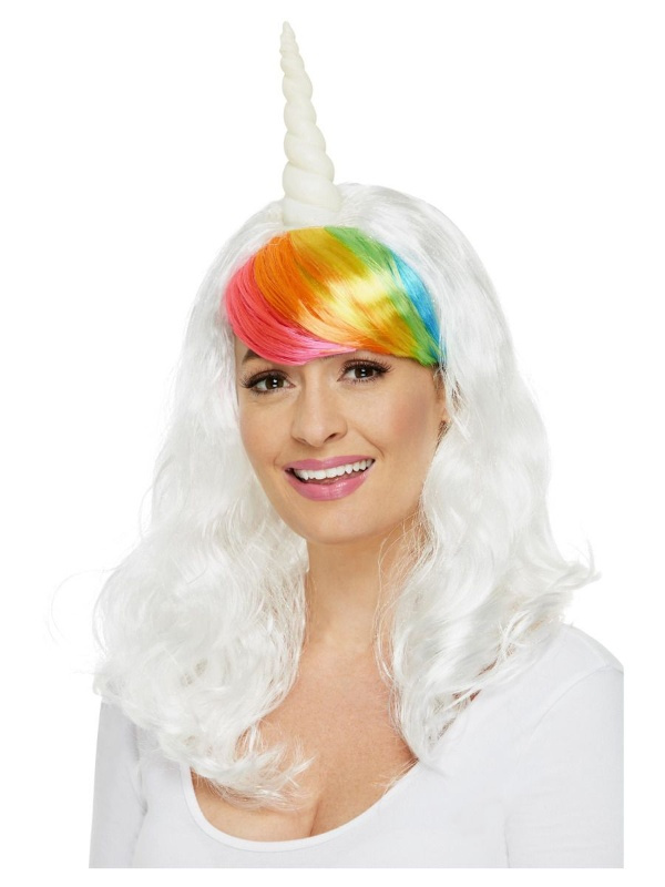Peluca Unicornio blanca con rainbow