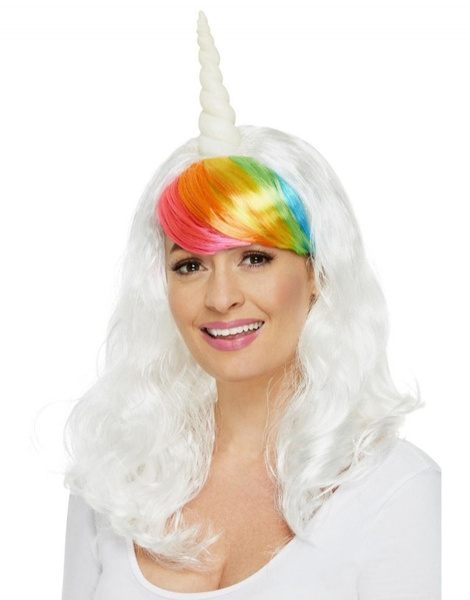 Peluca Unicornio blanca con rainbow