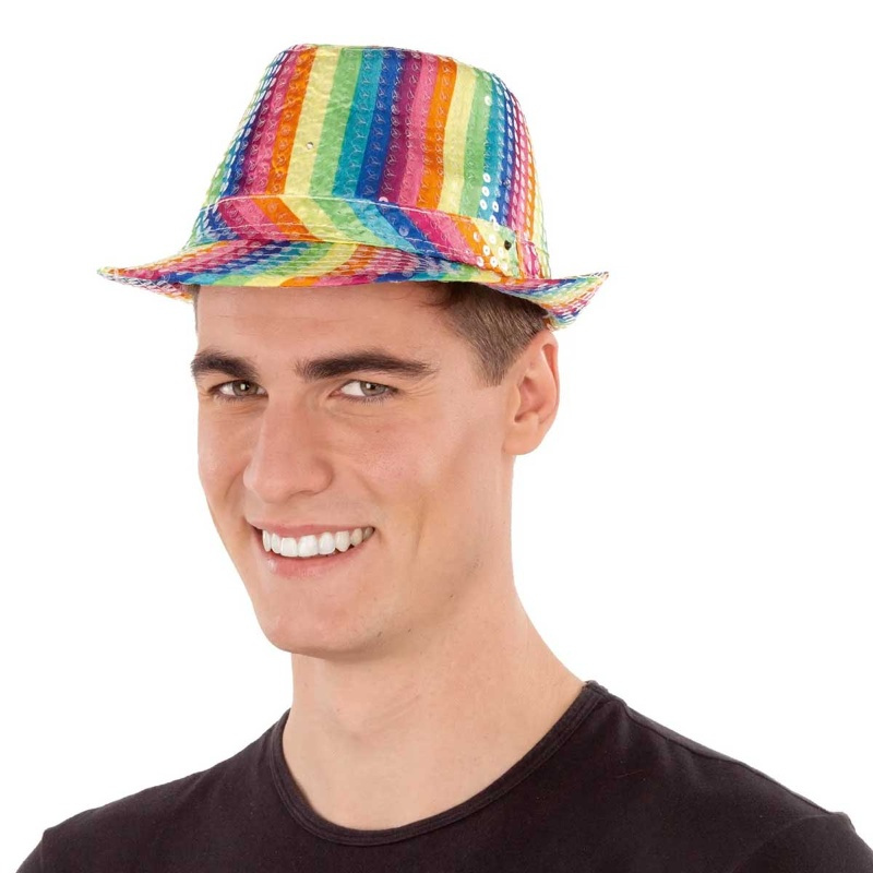 Sombrero lentejuelas con Luz rainbow