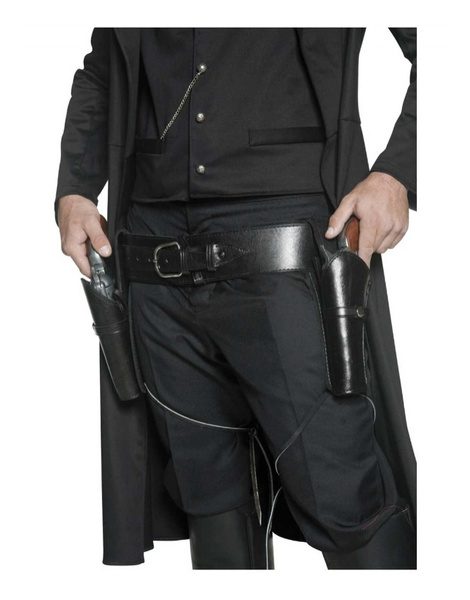 Cinturón pistolero negro con cintas lux