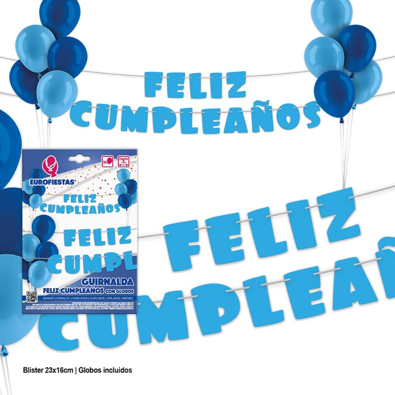Guirnalda F.Cumpleaños AZ/RS con globos