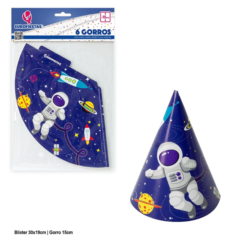 Gorros Col. Astronauta 6 uds.