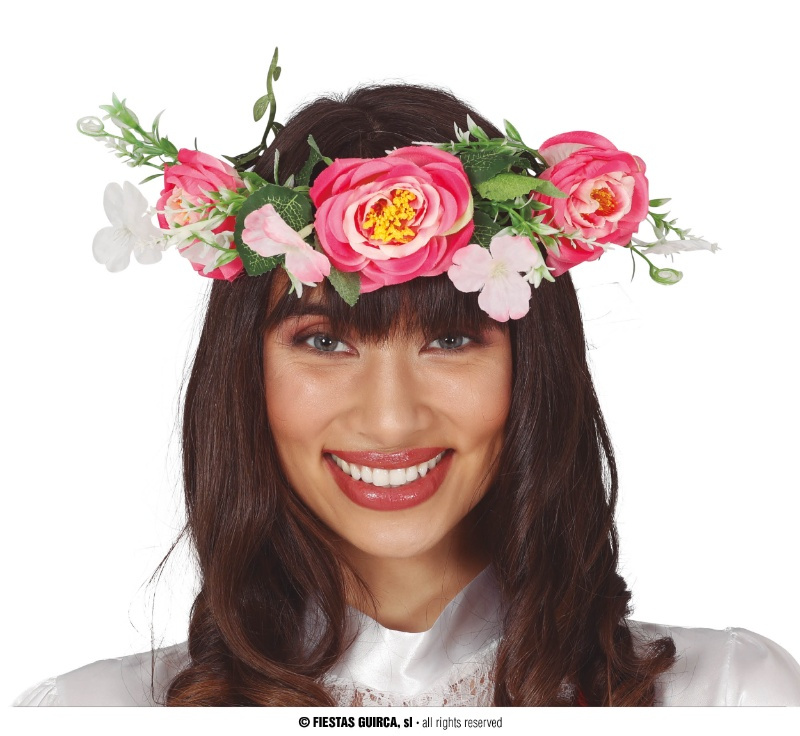 Tiara con flores rosas