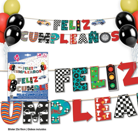 Guirnalda con globos coches semáforo