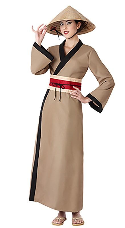 Disfraz China Kimono marrón para mujer