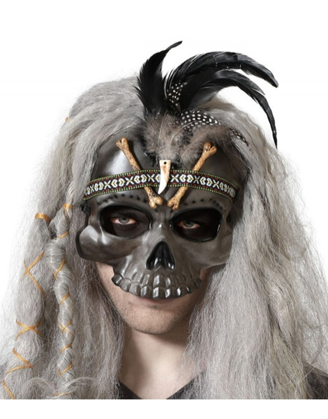 Máscara halloween con pluma
