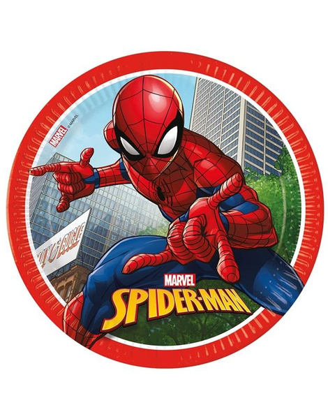 8 Platos Spiderman desechables 23 cms.