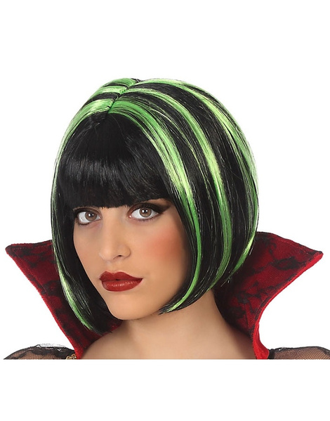 Peluca vampiresa verde con flequillo