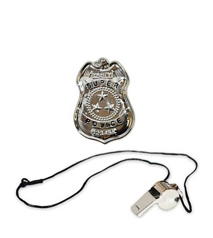 Placa de policía + silbato
