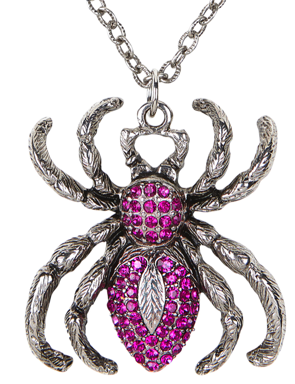 Collar araña plateado violeta
