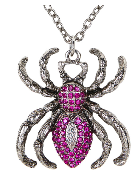 Collar araña plateado violeta