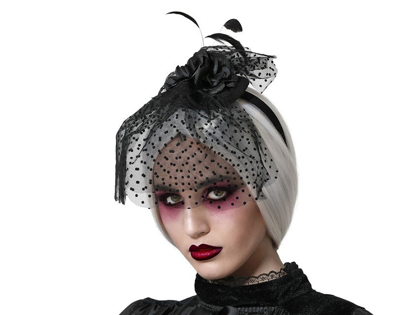 Diadema halloween flor con velo