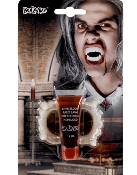 Colmillos de vampiro con sangre 11 ml.