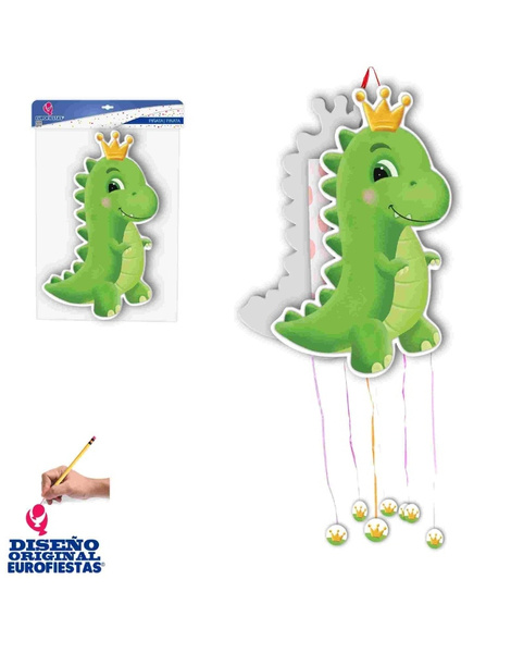 Piñata Dinosaurio con corona
