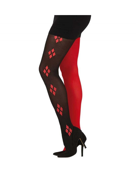 Pantys roja/negra arlequin adulto