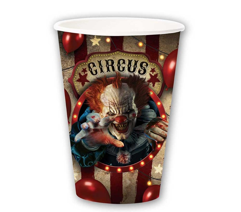 6 vasos payaso terrorífico 355ml. 11 cms