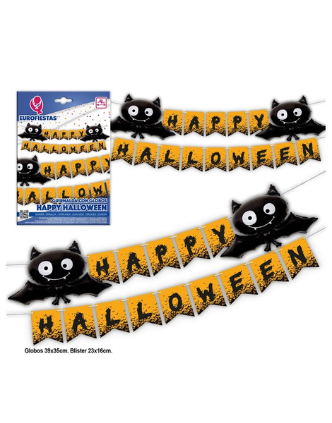 Guirnalda Happy Halloween+2 gl.murciél.